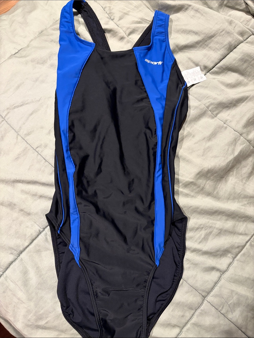 Black and Royal Blue One-Piece Swimsuit